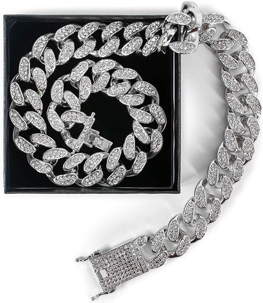 Collier Cubain Diamant en Argent de 52 cm