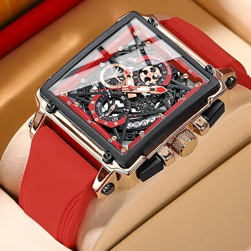 Montre Carrée Rouge Prestige pour Homme