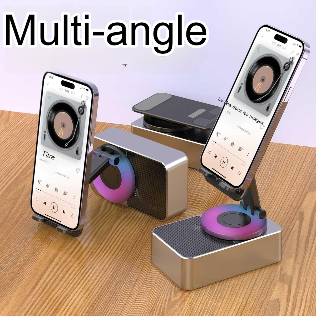 Support Bluetooth avec Haut-Parleur et Chargeur Intégrés