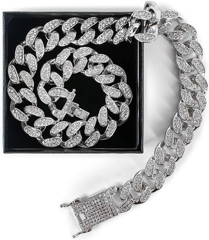 Collier Cubain Diamant en Argent de 52 cm
