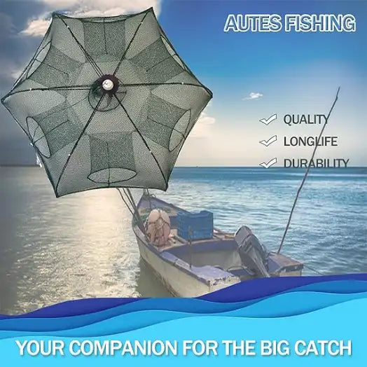 Piège à Filet de Pêche Portable à 6 Trous