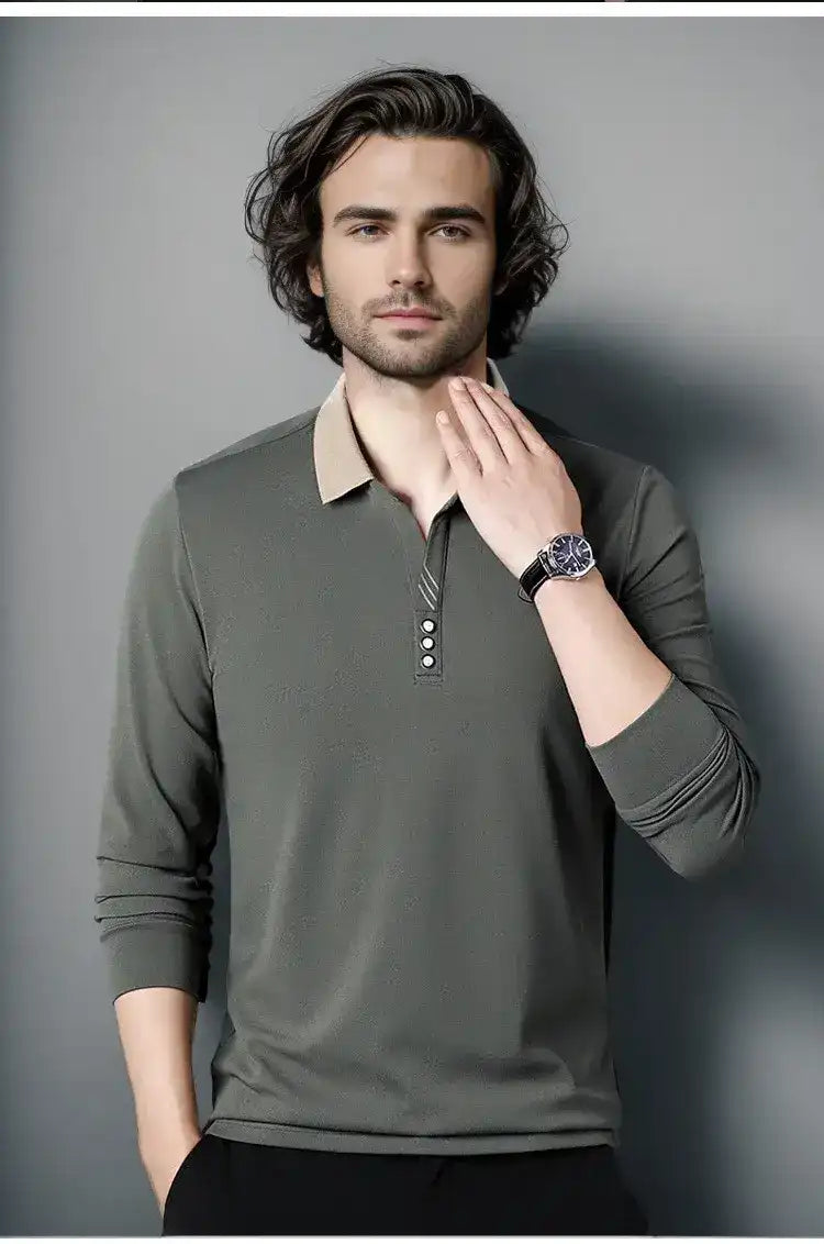 Polo à Manches Longues Gaufré pour Hommes 2025 (tailles L et XL)