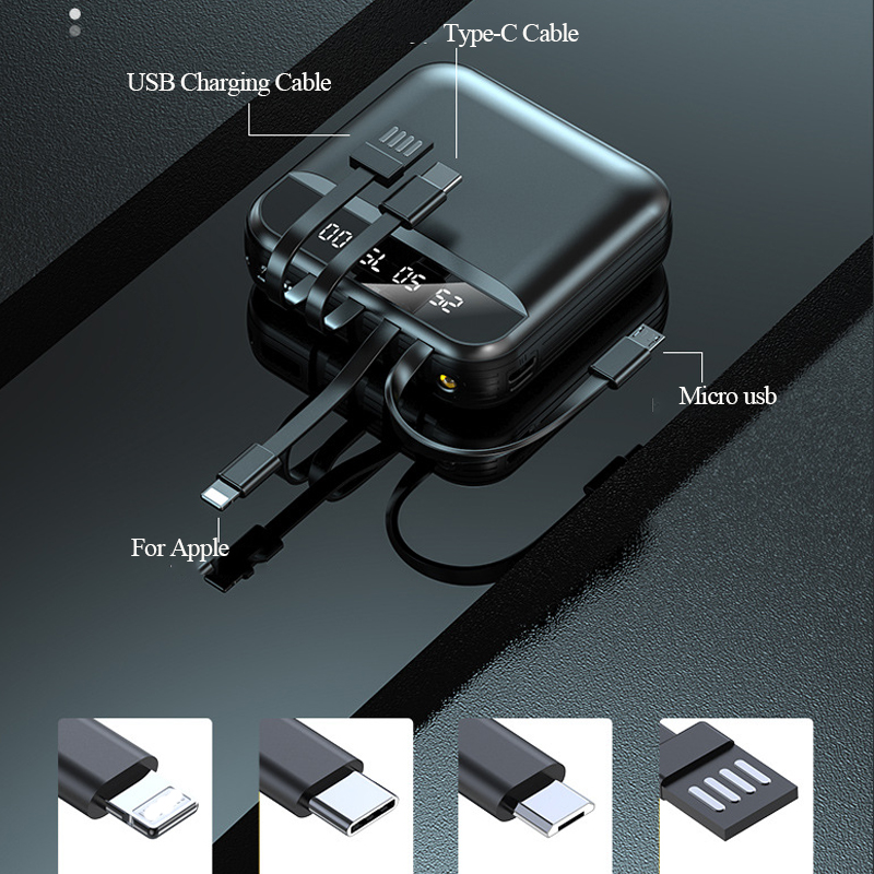 Power Bank intelligent de poche avec 4 câbles