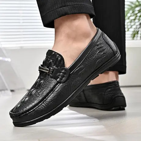 Chaussures Loafers Homme à Motif Crocodile (noir)
