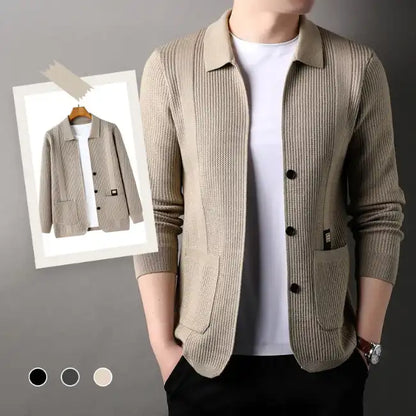 Manteau Tricoté à Col Revers pour Hommes 2025