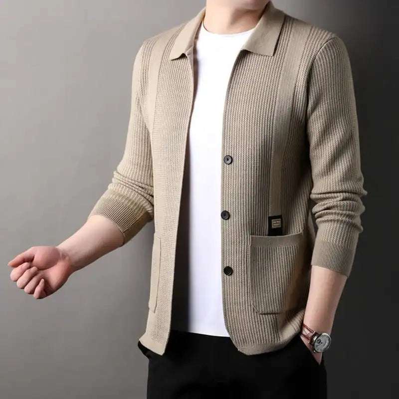 Manteau Tricoté à Col Revers pour Hommes 2025
