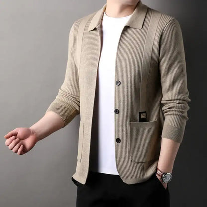 Manteau Tricoté à Col Revers pour Hommes 2025