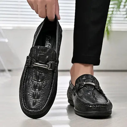 Chaussures Loafers Homme à Motif Crocodile (noir)