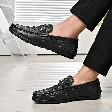Chaussures Loafers Homme à Motif Crocodile (noir)