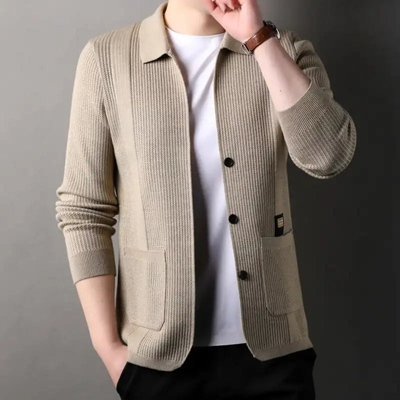 Manteau Tricoté à Col Revers pour Hommes 2025