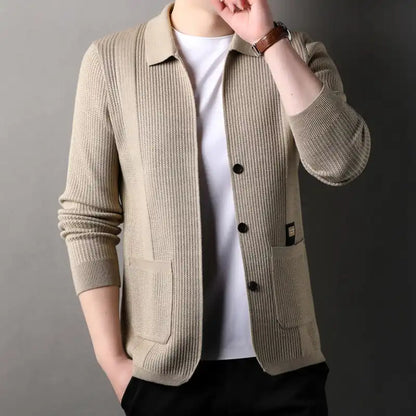 Manteau Tricoté à Col Revers pour Hommes 2025