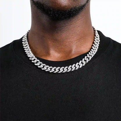 Collier Cubain Diamant en Argent pure de 52 cm