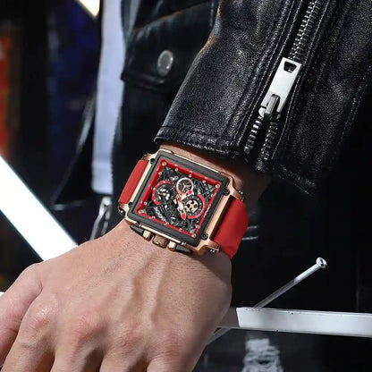 Montre Carrée Rouge Prestige pour Homme