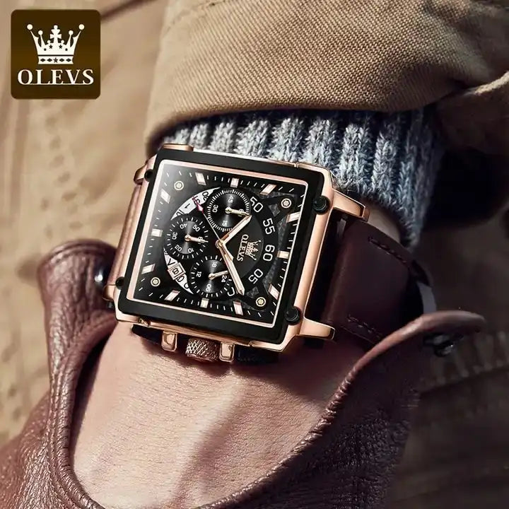 Montre Carré en Cuir Luxe 2024
