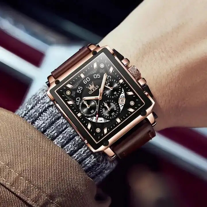 Montre Carré en Cuir Luxe 2024