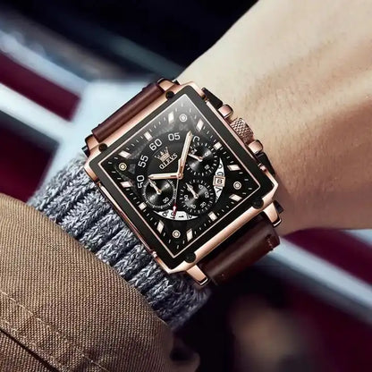 Montre Carré en Cuir Luxe 2024