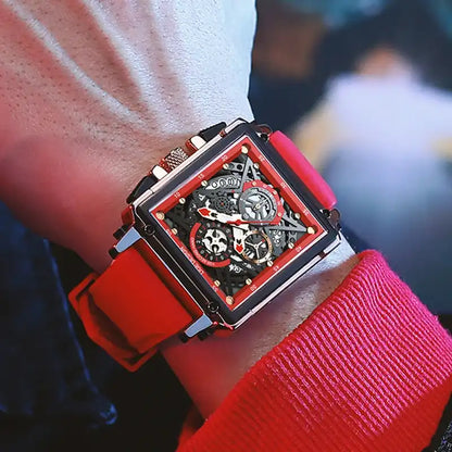 Montre Carrée Rouge Prestige pour Homme