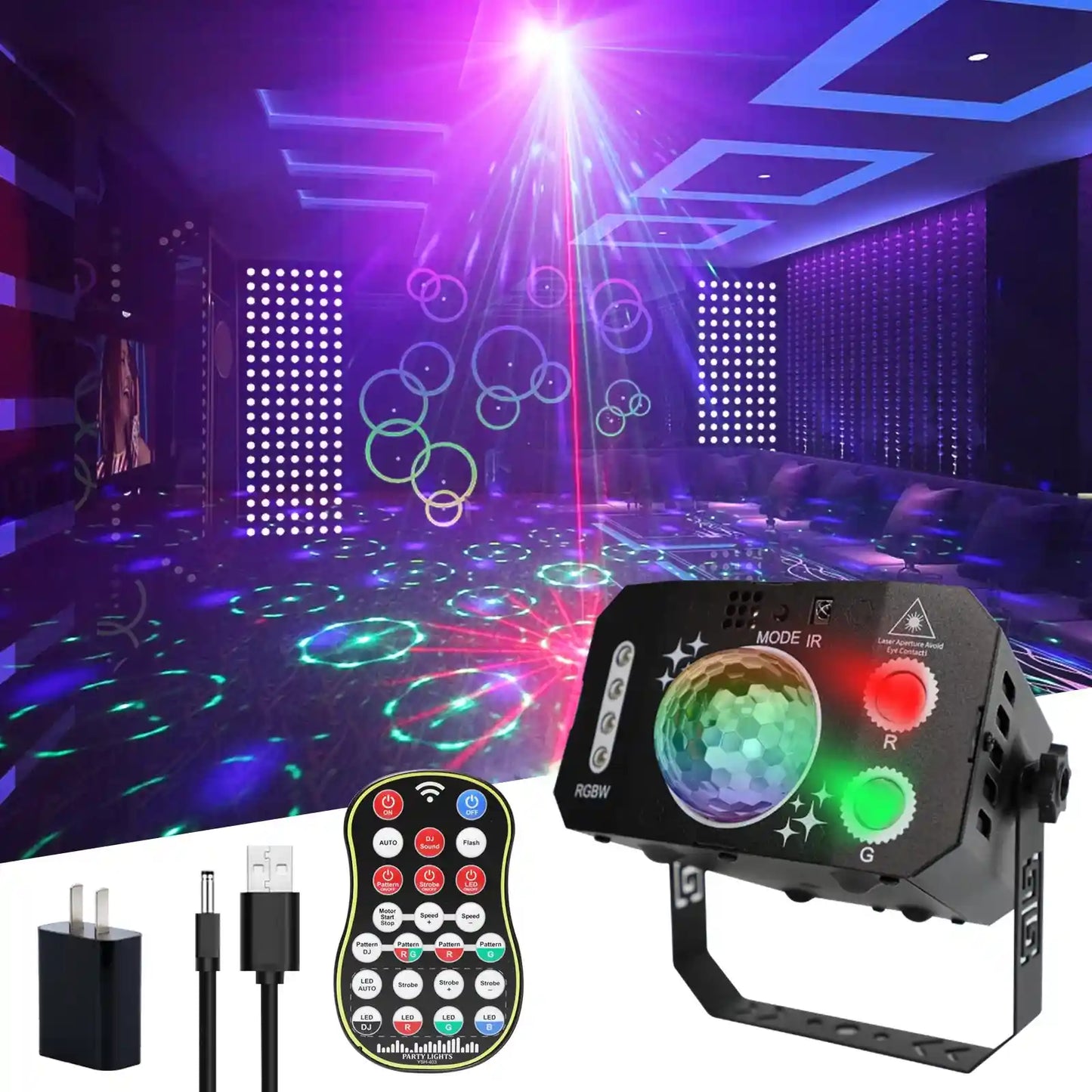 Mini Disco à 7 Yeux avec télécommande