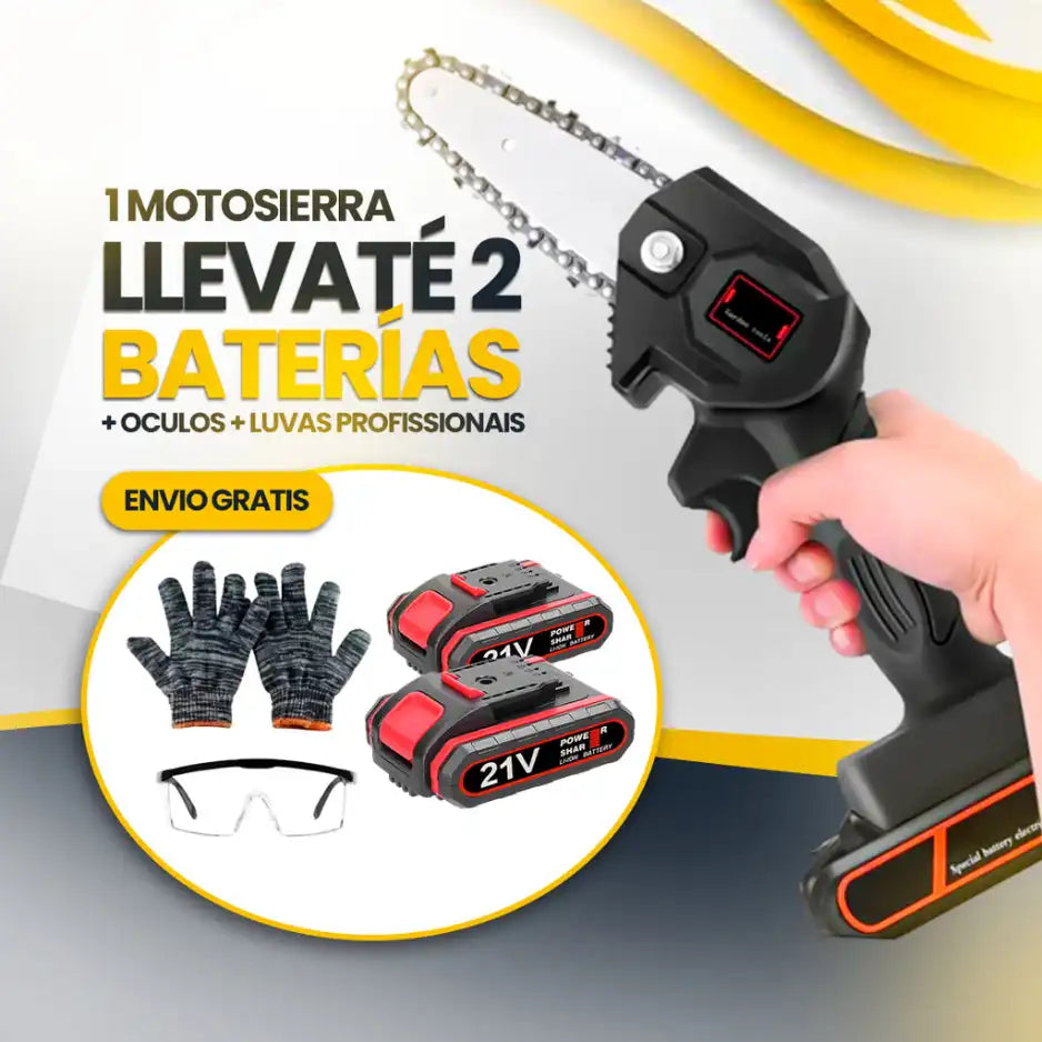Scie à Chaîne Portative avec 2 Batteries
